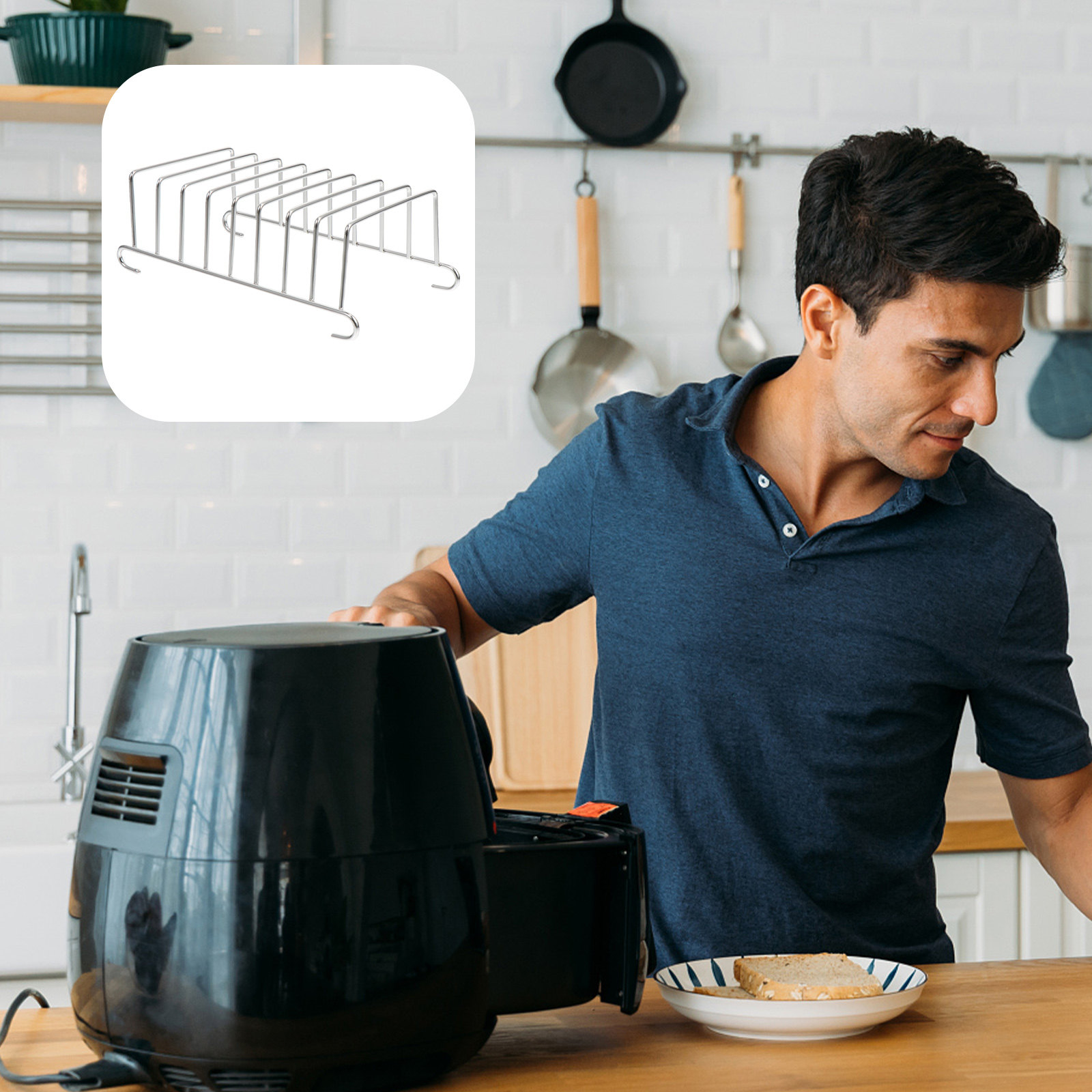 Kitchen Baking Supplies - 2個入りステンレス製エアフライヤーラック、高品質で安全な健康的なベーキング用品、エアフライヤーアクセサリー、調理用ラック、キッチン用品