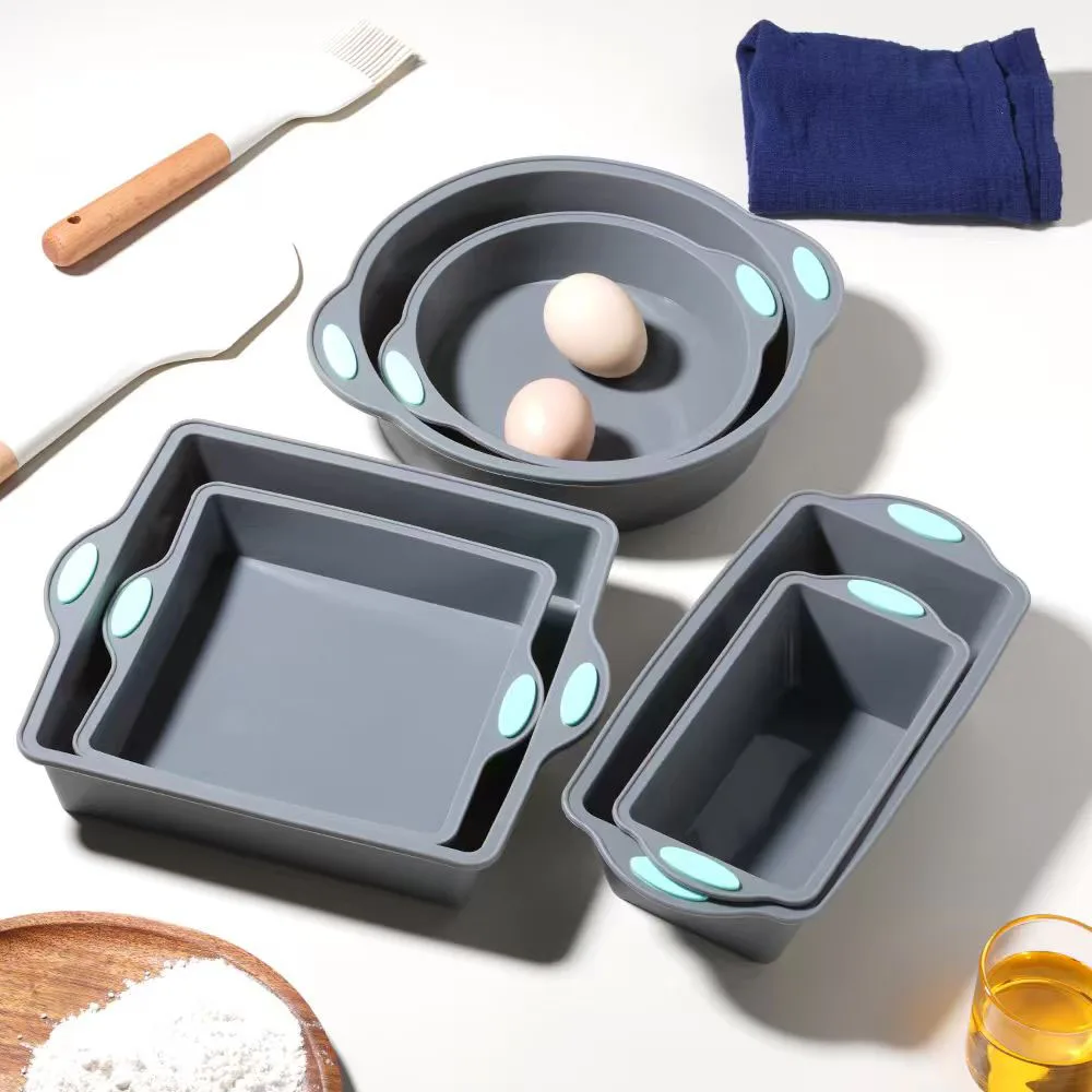 Kitchen Baking Store - グレー耐熱シリコーンケーキ型パン 2/3 個ベーキングトレイノンスティックパンパイ型ベーキング DIY ケーキキッチンアクセサリー用