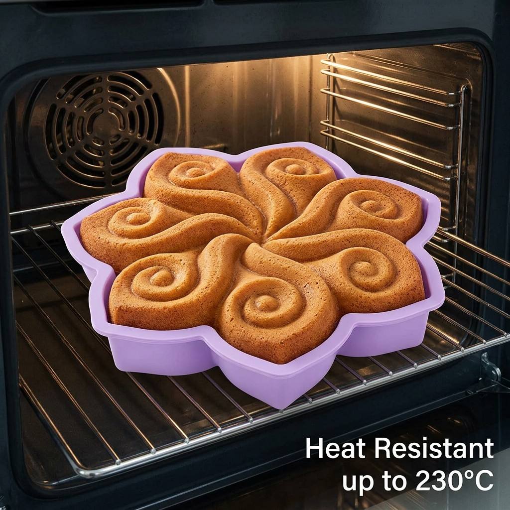 Kitchen Baking Store - 大きな花の形をしたシリコンケーキ型、スパイラルスワールベーキングパン、3Dフローラルベーキングウェア、ケーキデコレーションツール、キッチンアクセサリー、ベーキングパン