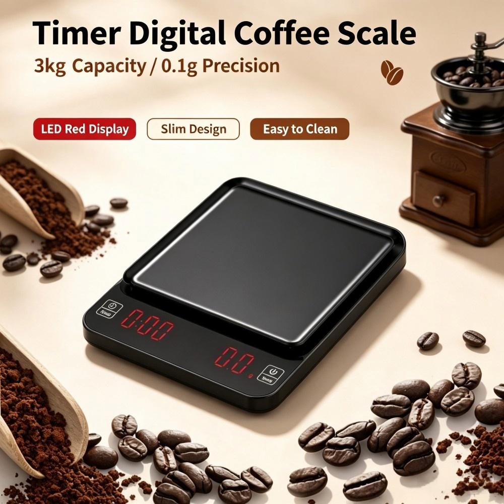 Kitchen For Baking - 3kg/0.1g高精度デジタルコーヒースケール、LEDポータブルキッチンスケール、ベーキングや家庭料理用電子計量器 ﻿ ﻿