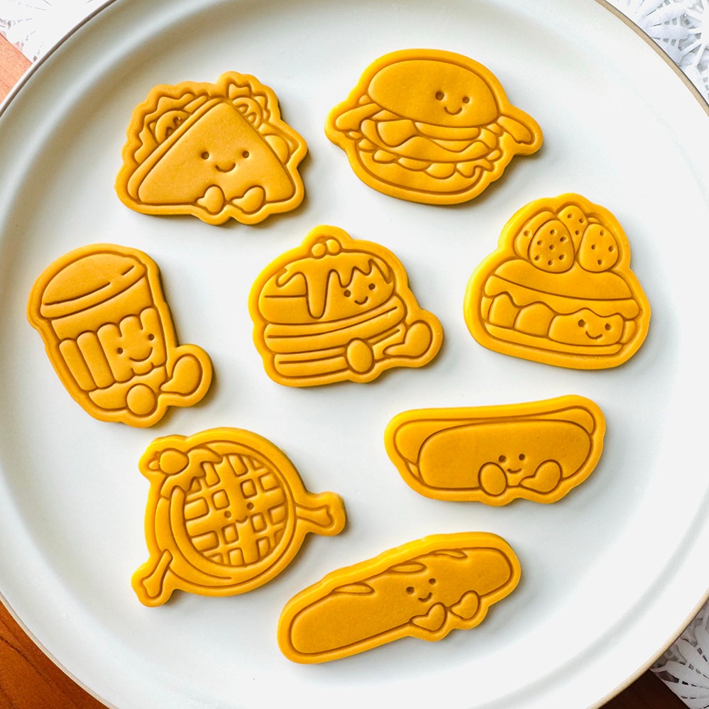 Kitchen Baking Supplies - かわいいバーガーサンドイッチクッキーカッター漫画ケーキビスケット型クッキースタンプキッチンベーキングペストリー製菓用品デザート用品