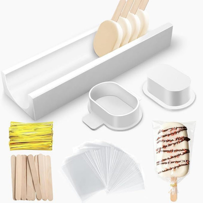 Kitchen Baking Supplies - ケーキポップ型セット（トレイ付き）ノンスティック再利用可能ケーキポップカッター、ベーキングツール、DIYデザートメーカー、ホームパーティーキッチン用品