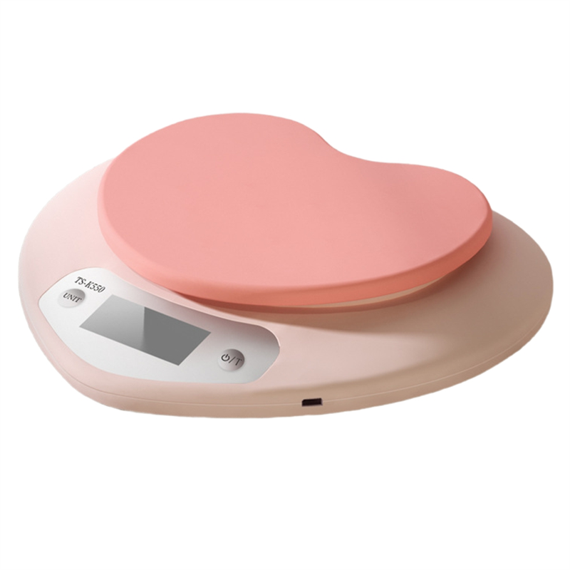 Kitchen Scale Precise - ABBZ-ポータブルピンクハート型デジタルキッチンベーキングスケール多機能5Kg/1G高精度LCD電子計量器
