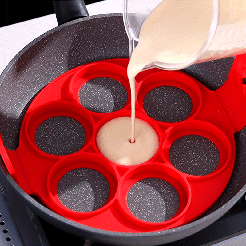 Baking Kitchen At Home - シリコン製パンケーキと卵型1個、ノンスティックベーキングトレイ、お手入れが簡単な朝食用キッチンガジェット、家庭での食事に最適。