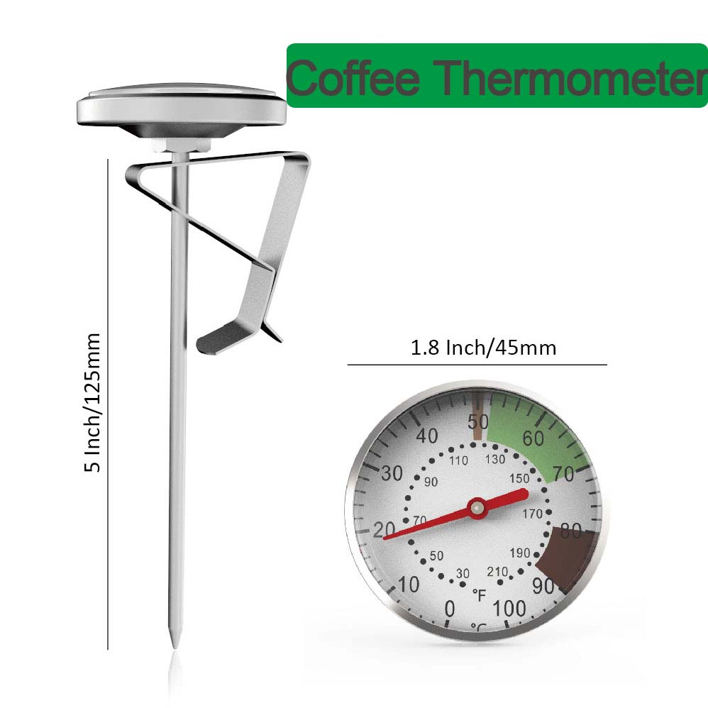 Kitchen Baking Store - 0-100 ° C 食品温度計ステンレス鋼コーヒーミルク温度計調節可能なクランプキッチン食品調理ドリンクツールアクセサリー