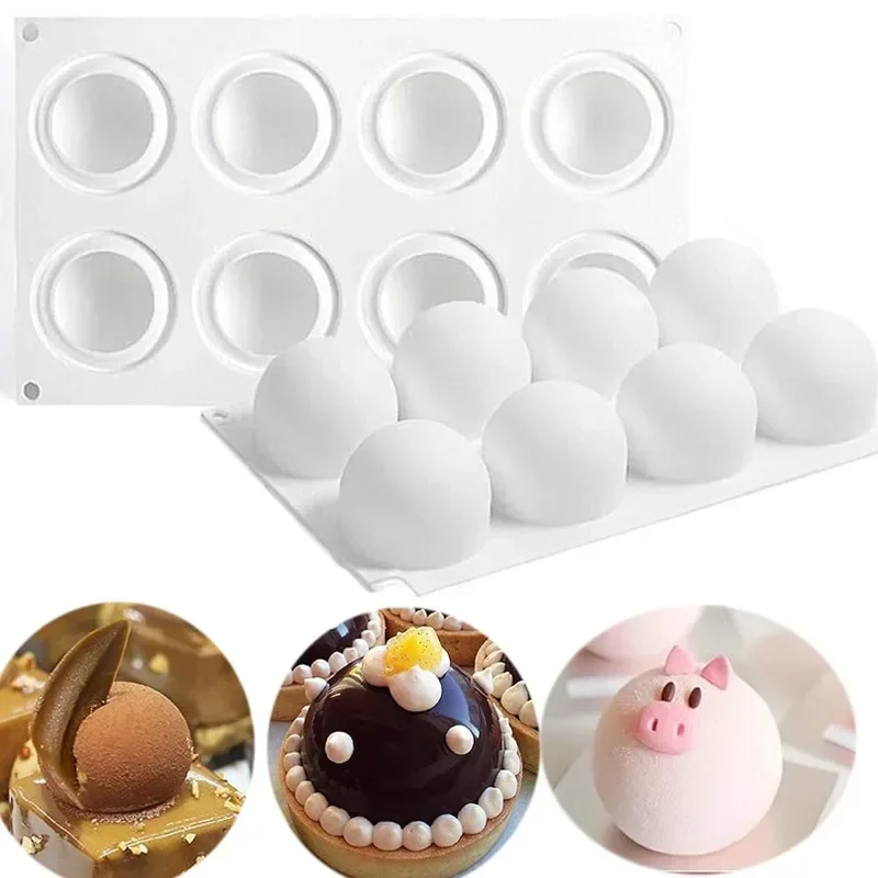 Kitchen Baking Store - ムースケーキのベーキング、ボール型、フレンチデザート、チョコレートトリュフ、ペストリーツール、キッチンアクセサリー用の3D球体シリコンモールド