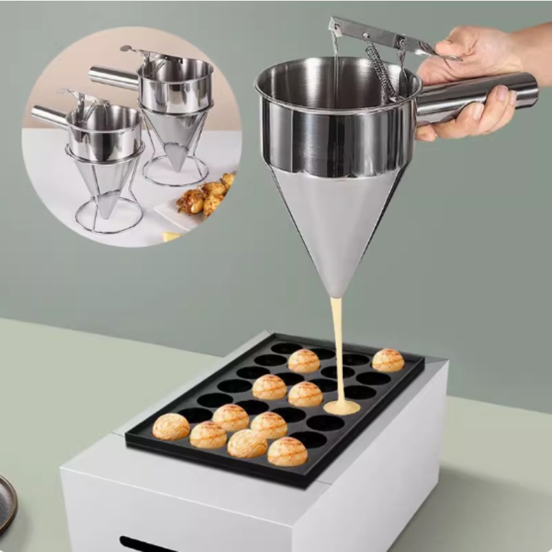 Kitchen Baking Store - 600/1200MLステンレス製液体漏斗ディスペンサー、タコボールツール、ハンドルとブラケット付き調理キッチンアクセサリー
