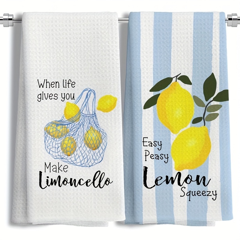 Kitchen Baking Decor - 2枚セット、レモンメッシュキッチンタオル、40cm*60cmタオルセット、最高のキッチンタオル、超吸収性ソフトクリーニングクロス、クッキング＆ベーキングティータオル、ハンドタオル、クリーニングクロス、ディッシュクロス、キッチンデコレーション、リビングルームデコレーション