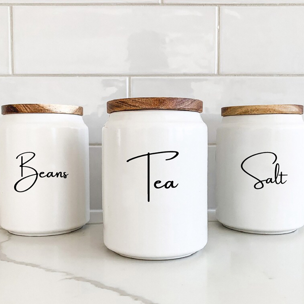 Kitchen Baking Canisters - キッチン整理キャニスタージャーラベルステッカー防水デカール茶コーヒー砂糖ベーキング塩引用ビニール壁画アートデカール