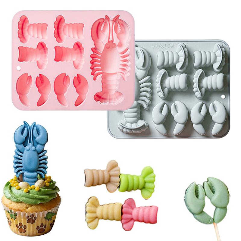 Kitchen Baking Decor - ロブスターシリコンチョコレート型 柔軟なベーキングモールド フォンダン グミ ゼリー ケーキデコレーション用