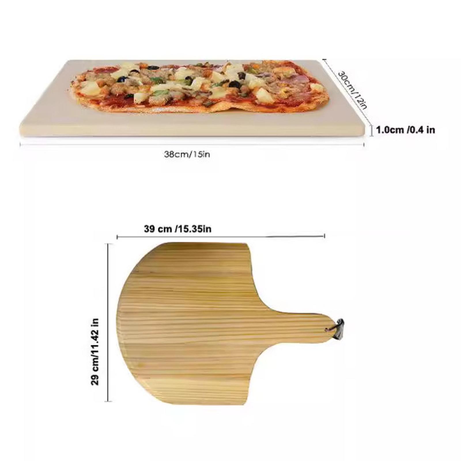 Baking Kitchen At Home - ピザオーブン グリルセット セラミックパン 木製パドル付き 自宅キッチンでのケーキとピザの焼き上げに