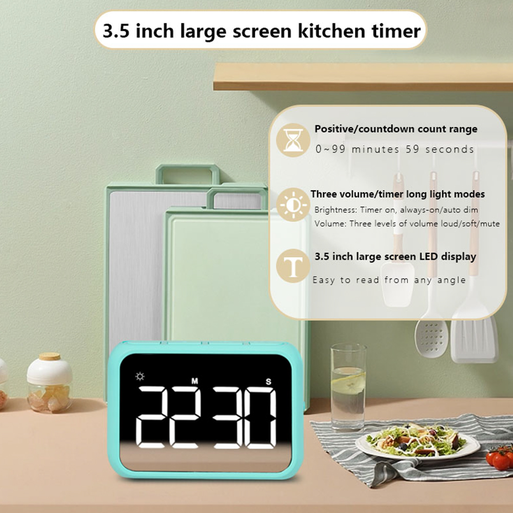 Kitchen Baking Timer - 1PC モダンなミニマリスト LED バッテリータイマー学生専用デジタルタイマーキッチンカウントダウンリマインダー (バッテリーなし)