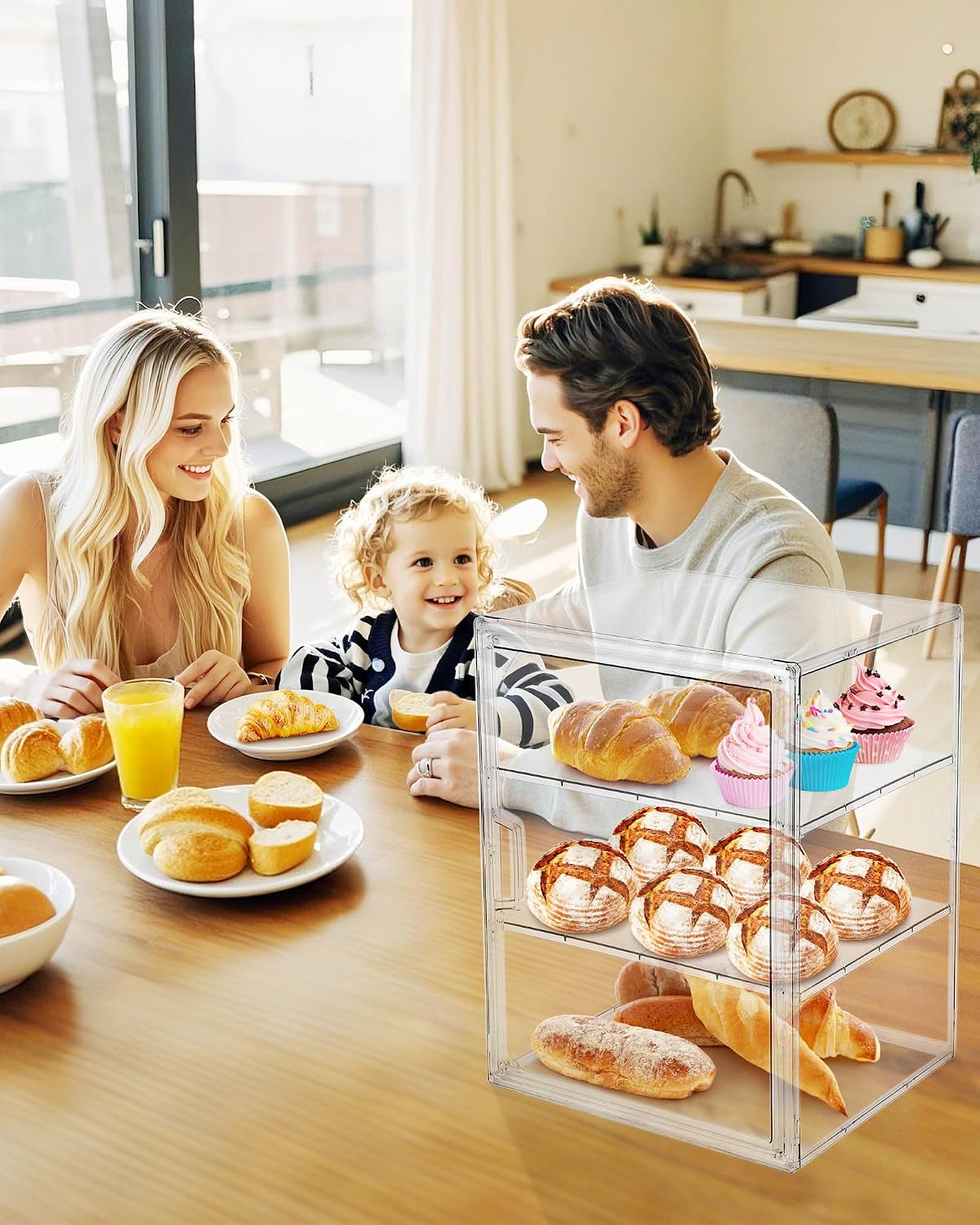 ペストリーディスプレイケース、キッチンカウンター用ブレッドボ - Kitchen Baking Tray Storage のレビューと価格