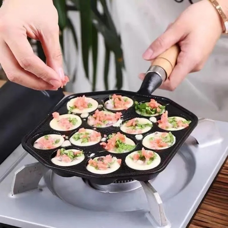 プロの誘導鋳鉄ガスストーブベーキングパン、14穴、パンケーキ - Kitchen Baking Brush のレビューと価格
