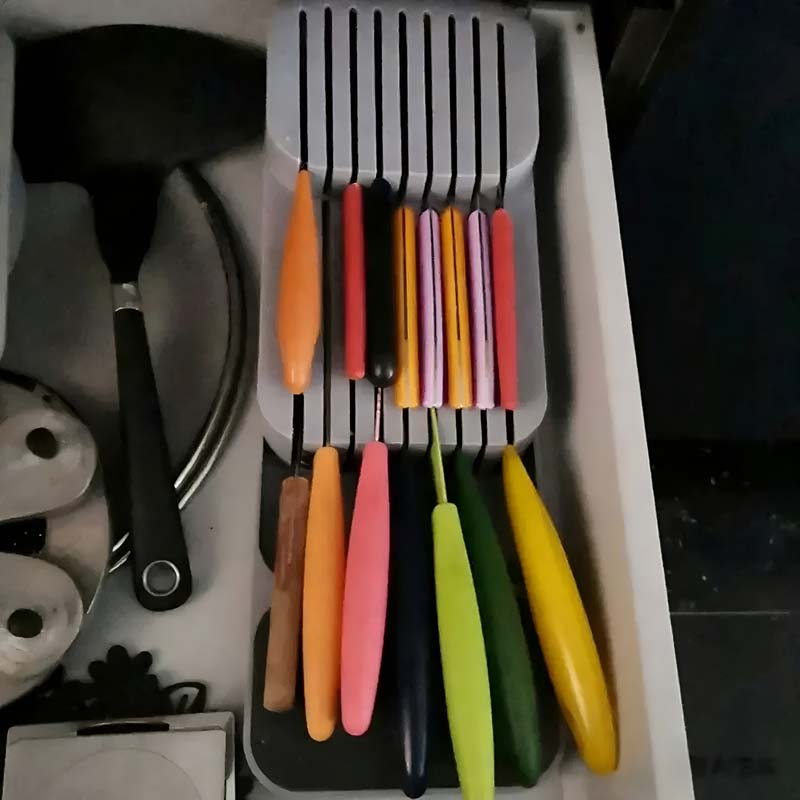 実用的な引き出し式ナイフ収納ボックス - キッチンアクセサリ - Kitchen Baking Tray Storage のレビューと価格