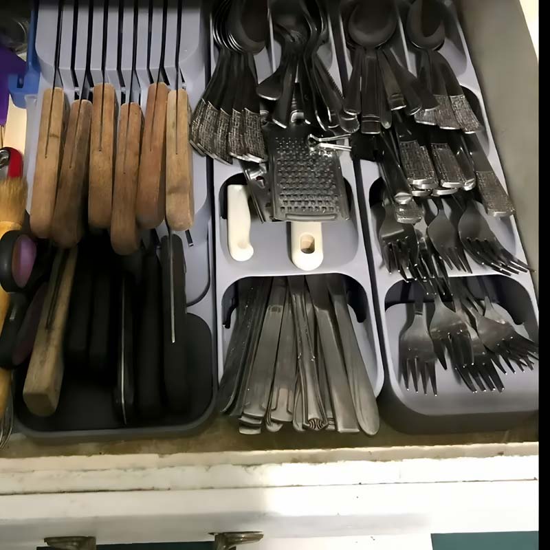実用的な引き出し式ナイフ収納ボックス - キッチンアクセサリ - Kitchen Baking Tray Storage のレビューと価格