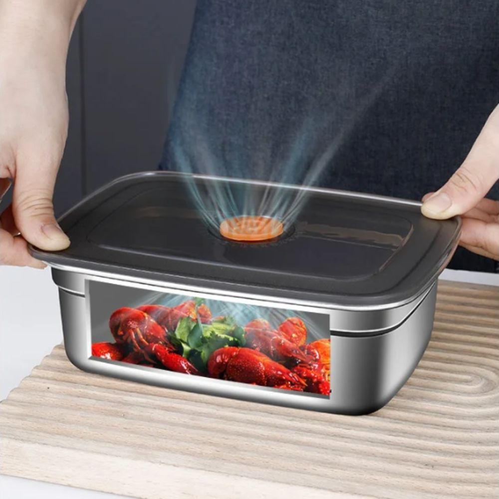 ポータブルステンレス鋼保存ボックス漏れ防止冷蔵庫冷凍庫収納キ - Kitchen Baking Tray Storage のレビューと価格