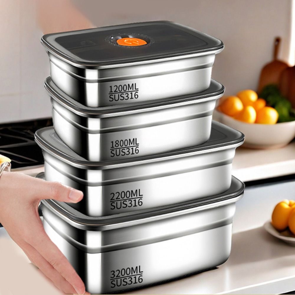 ポータブルステンレス鋼保存ボックス漏れ防止冷蔵庫冷凍庫収納キ - Kitchen Baking Tray Storage のレビューと価格