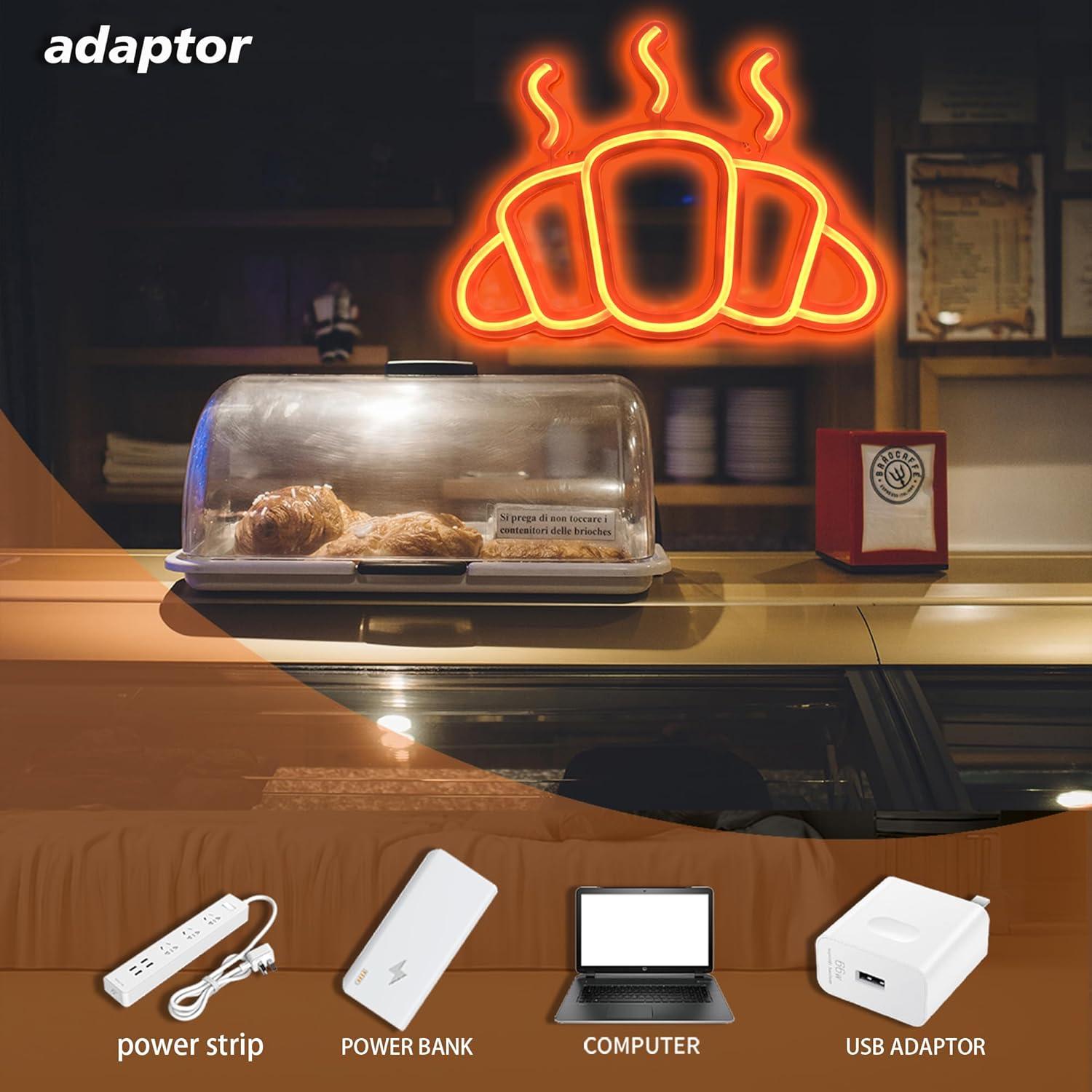 クロワッサンネオンサイン USB 電源付き調光可能なパンネオ - Kitchen Bakery のレビューと価格