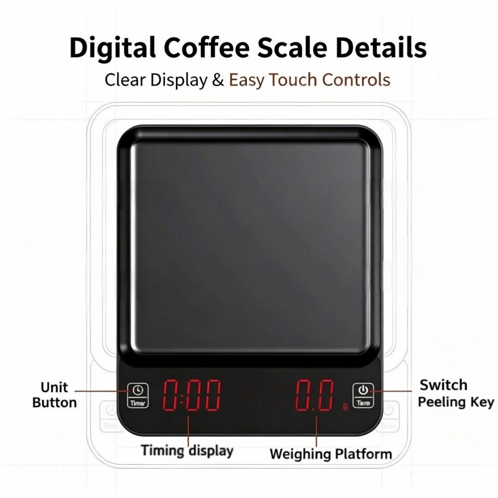3kg/0.1g高精度デジタルコーヒースケール、LEDポータ - Kitchen For Baking のレビューと価格