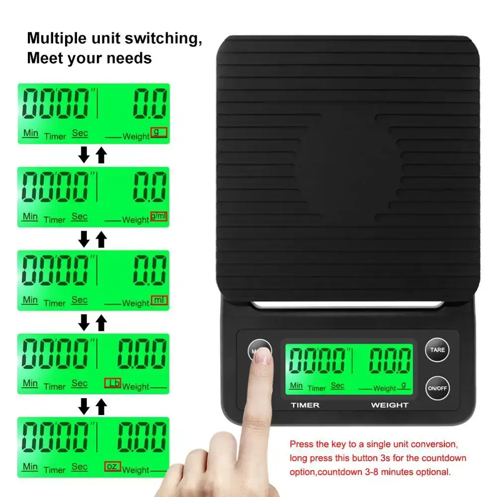 3kg/0.1g 5kg/0.1g ドリップコーヒースケール - Kitchen Baking Timer のレビューと価格