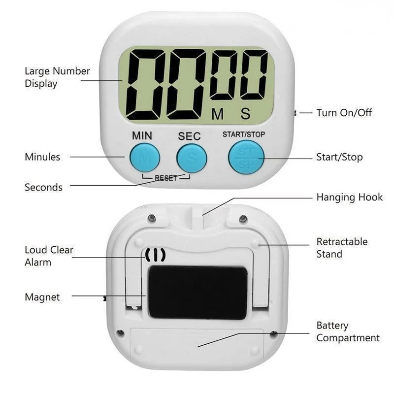 ミニデジタルキッチンタイマー 大きな数字 大音量アラーム 磁 - Kitchen Baking Timer のレビューと価格