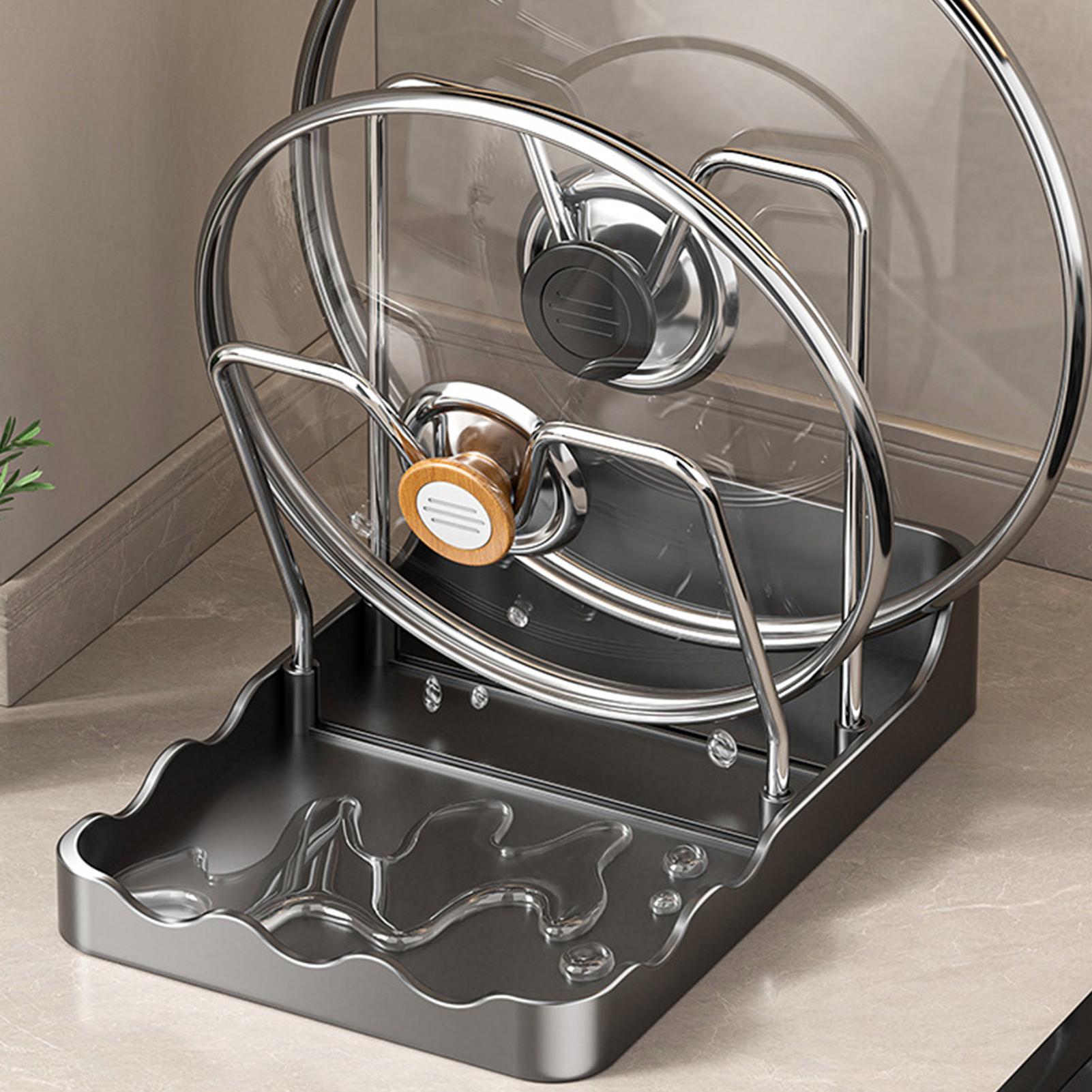 鍋蓋ラック 縦型スプーン乾燥棚 水切りトレイ付き ステンレス - Kitchen Baking Pantry のレビューと価格