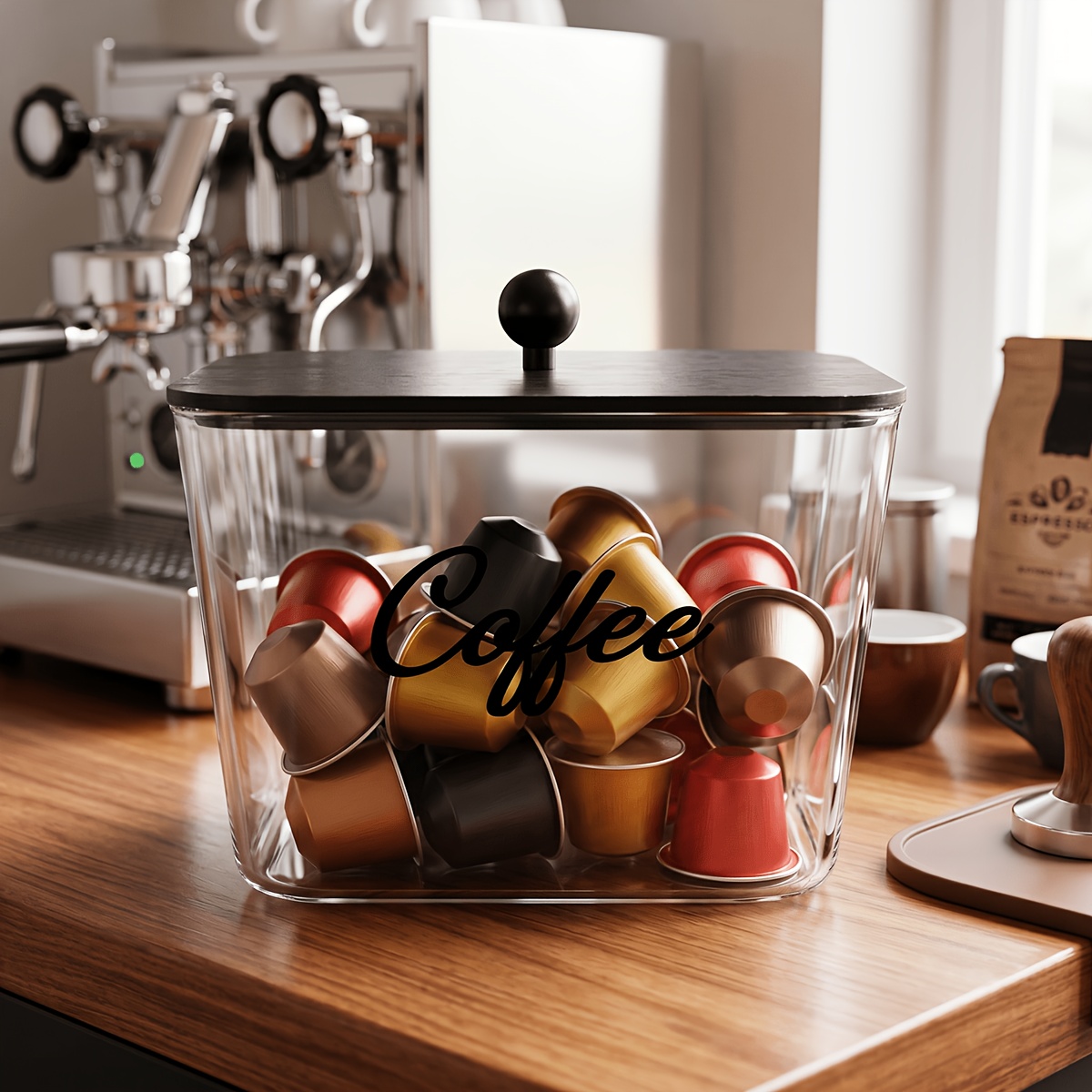 蓋付きコーヒーポッドホルダー プラスチック製収納ボックス K - Kitchen Baking Tray Storage のレビューと価格