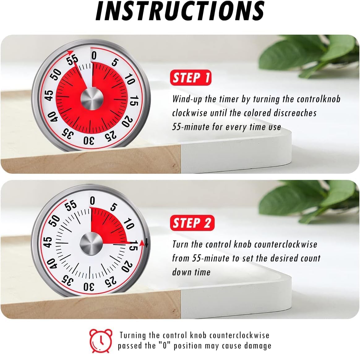 カウントダウンリマインダー磁気機械式ビジュアルタイマー教室用 - Kitchen Baking Timer のレビューと価格