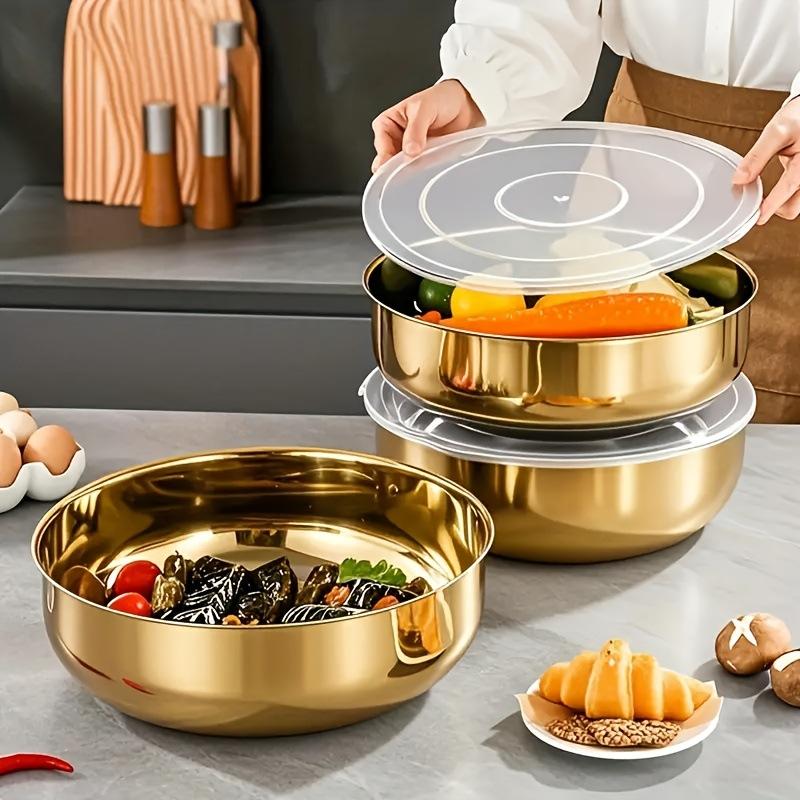 新しいステンレス製ミキシングボウル、蓋付き、頑丈で錆びにくい - Commercial Kitchen For Baking のレビューと価格