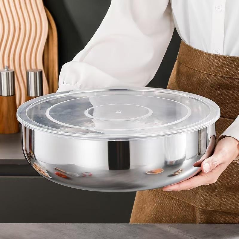 新しいステンレス製ミキシングボウル、蓋付き、頑丈で錆びにくい - Commercial Kitchen For Baking のレビューと価格