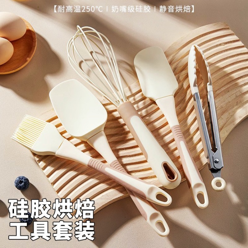 5点シリコン製ベーキングツールセット – スパチュラ、泡立て - Kitchen Baking Brush のレビューと価格