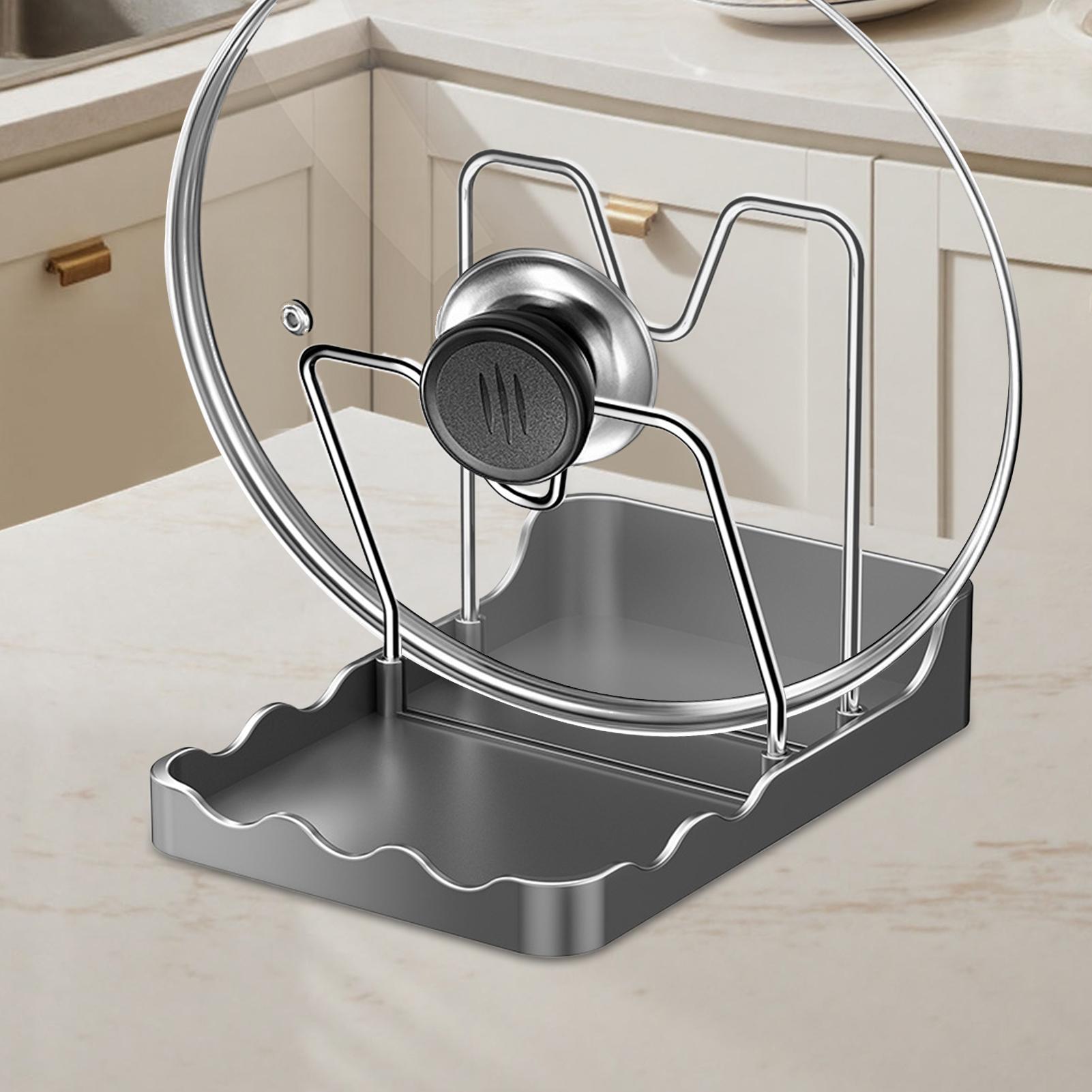 鍋蓋オーガナイザー 垂れ下がり防止トレイ付き縦型スプーンディ - Kitchen Baking Pantry のレビューと価格