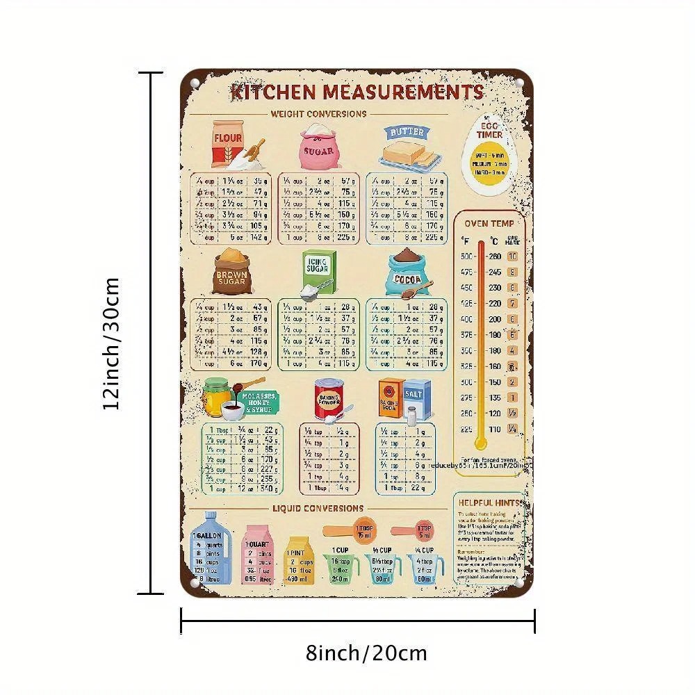 ヴィンテージキッチン変換表メタルサイン、ベーキング用のかわい - Kitchen Baking Conversion Chart のレビューと価格