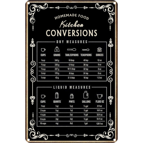キッチン変換表メタルベーキングサイン壁飾りヴィンテージシック - Kitchen Baking Conversion Chart のレビューと価格