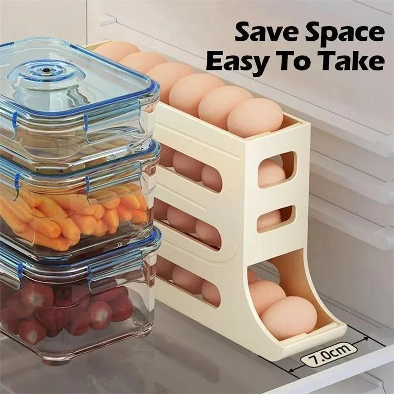 冷蔵庫用卵収納ボックス、回転式キッチンコンテナ、卵回転ラック - Kitchen Baking Tray Storage のレビューと価格